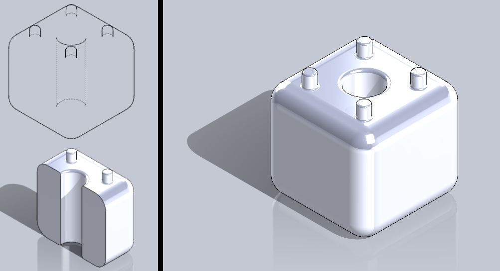Pieza industrial modelado con Solidworks